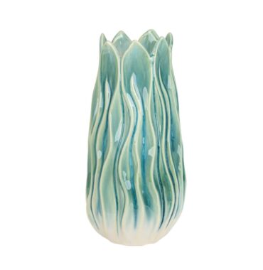 Vase "Ocean" flower vase - turquoise-white - ceramic vase - maritime decoration - height 31 cm