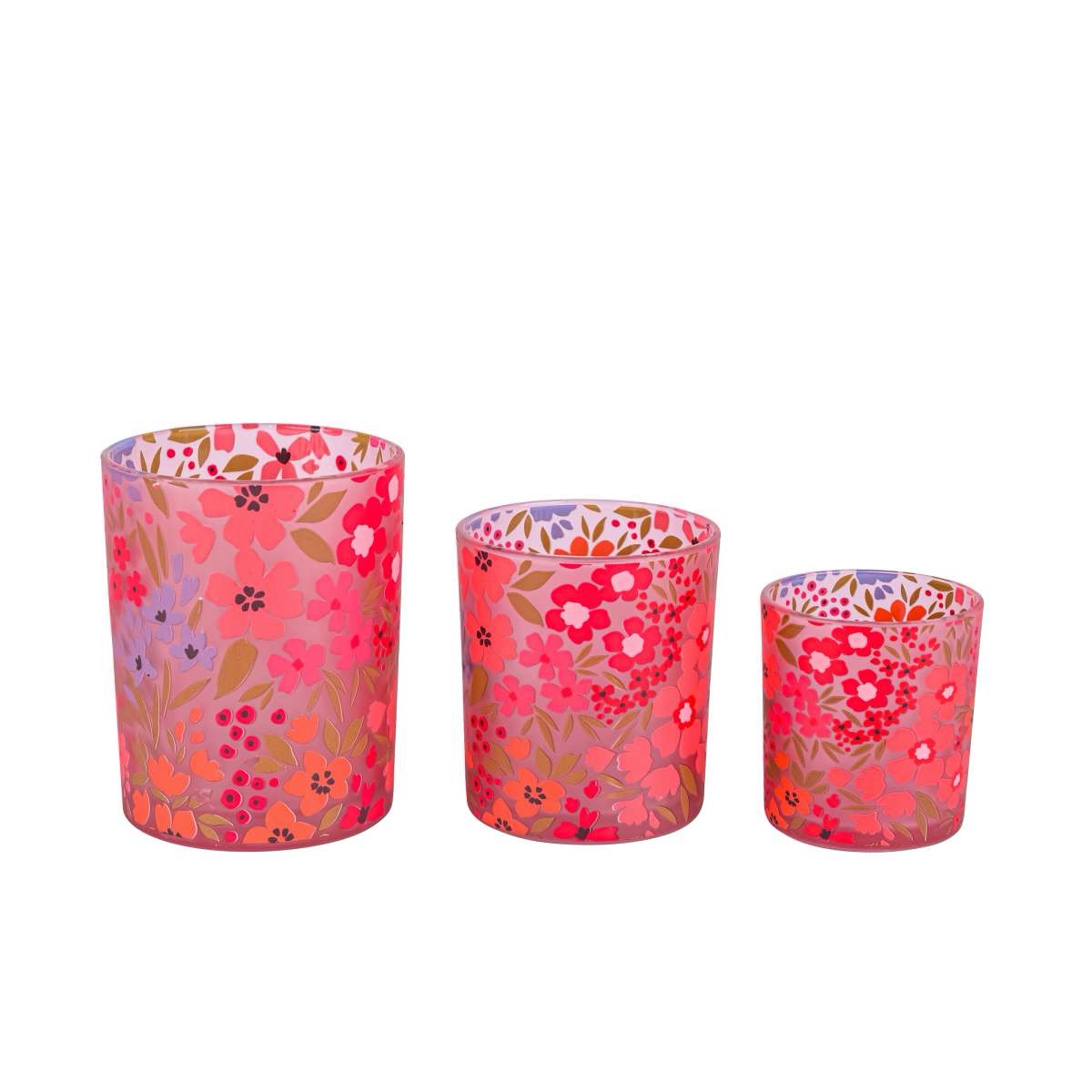 Tealight holder - Glass tealight pink - Tealight glass flowers - Spring decoration