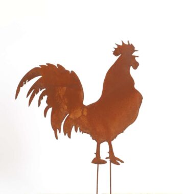 Rost-Gartenstecker Hahn – Metallstecker Edelrost - Vintage Stiel - Gartendeko - Geschenkidee - Wetterfest