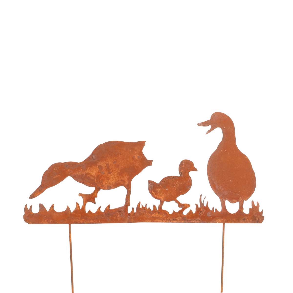 Gartenstecker - Rost-Stecker Entenfamilie – Metallstecker Garten - Gartenfigur - Vintage-Stil