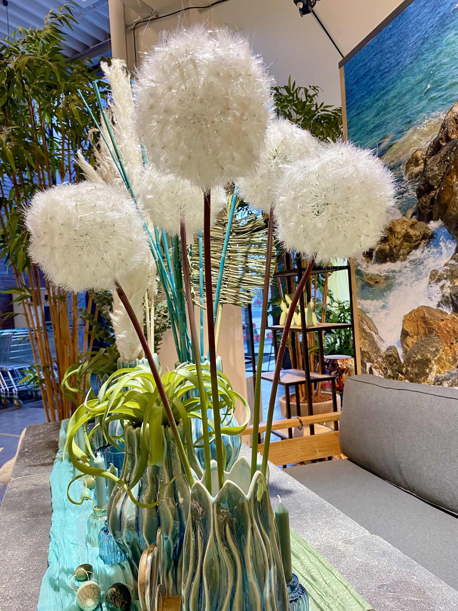 Artificial dandelion - lifelike decorative flower, white - elegant silk flower - 80cm - Image 3