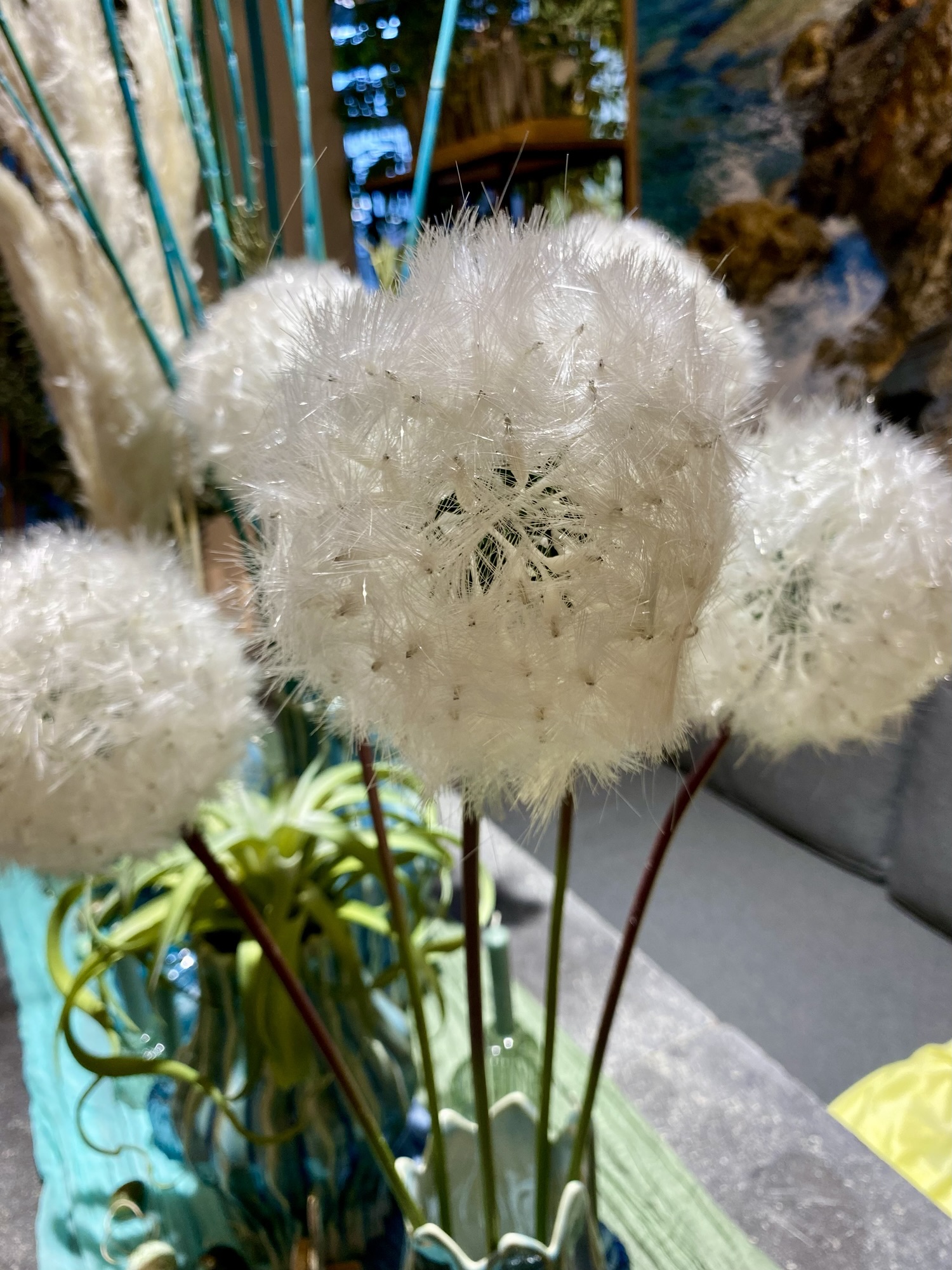 Artificial dandelion - lifelike decorative flower, white - elegant silk flower - 80cm - Image 2