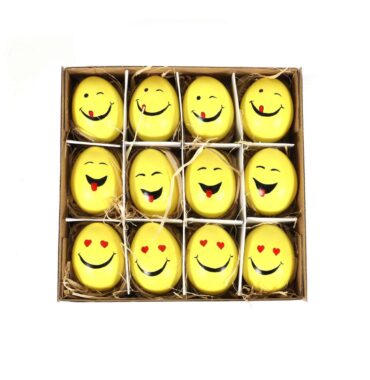 Painted Easter eggs "Smile" - painted chicken eggs - set of 12, decorative Easter decoration