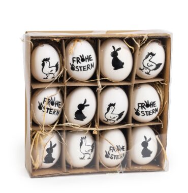 Painted Easter eggs "Happy Easter " painted chicken eggs - set of 12, decorative Easter decoration