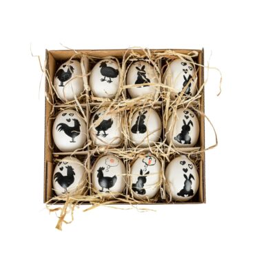 Painted Easter eggs "Carrot & Egg " painted chicken eggs - set of 12, decorative Easter decoration