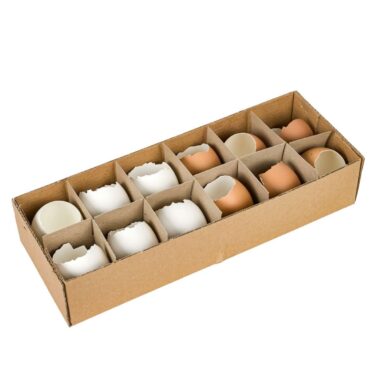 Open Easter eggs - Natural chicken eggs - 12 pieces, white and brown, natural Easter decoration - DIY projects