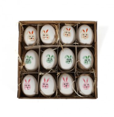 Painted Easter eggs "Clever bunny" - painted chicken eggs - set of 12, decorative Easter decoration
