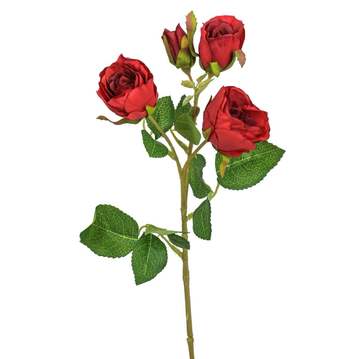 Artificial rose - rose branch, red - lifelike artificial flower - silk flower - 38 cm