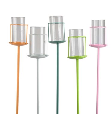 Metall-Windlicht Gartenstecker – Teelichthalter mit Glas – Gartenbeleuchtung