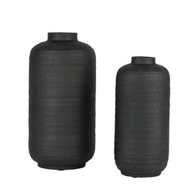 Floor vase "Dora" ceramic vase, matt black - textured vase