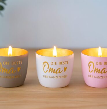 Metall-Windlicht Oma – Teelichthalter mit Gravur - Kerzenhalter personalisiert - 3 Farben