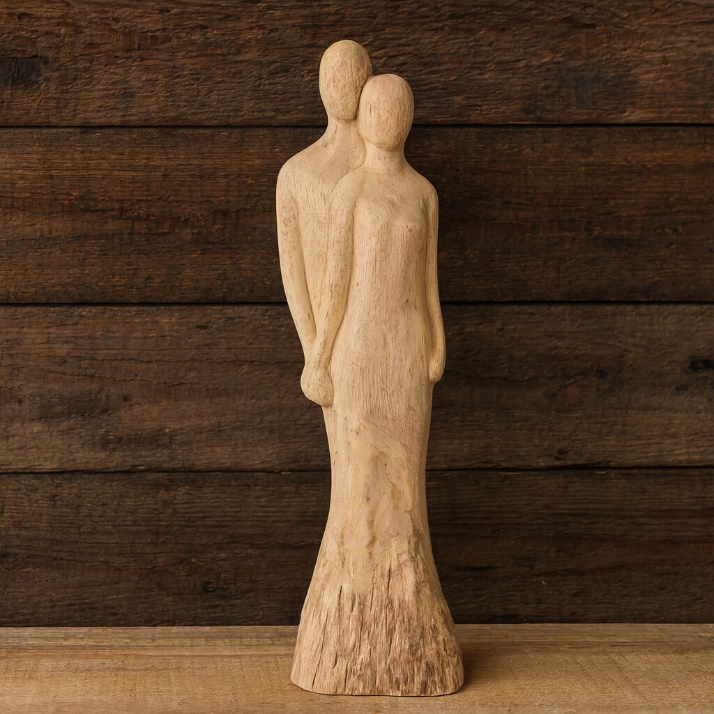 Große Holzfigur "Traumpaar" Skulptur aus Holz - Rustikal - Naturell Wohndekoration