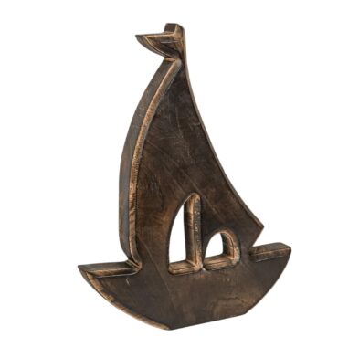 Segelschiff aus Holz, dunkelbraun geflammt – maritime Tischdeko