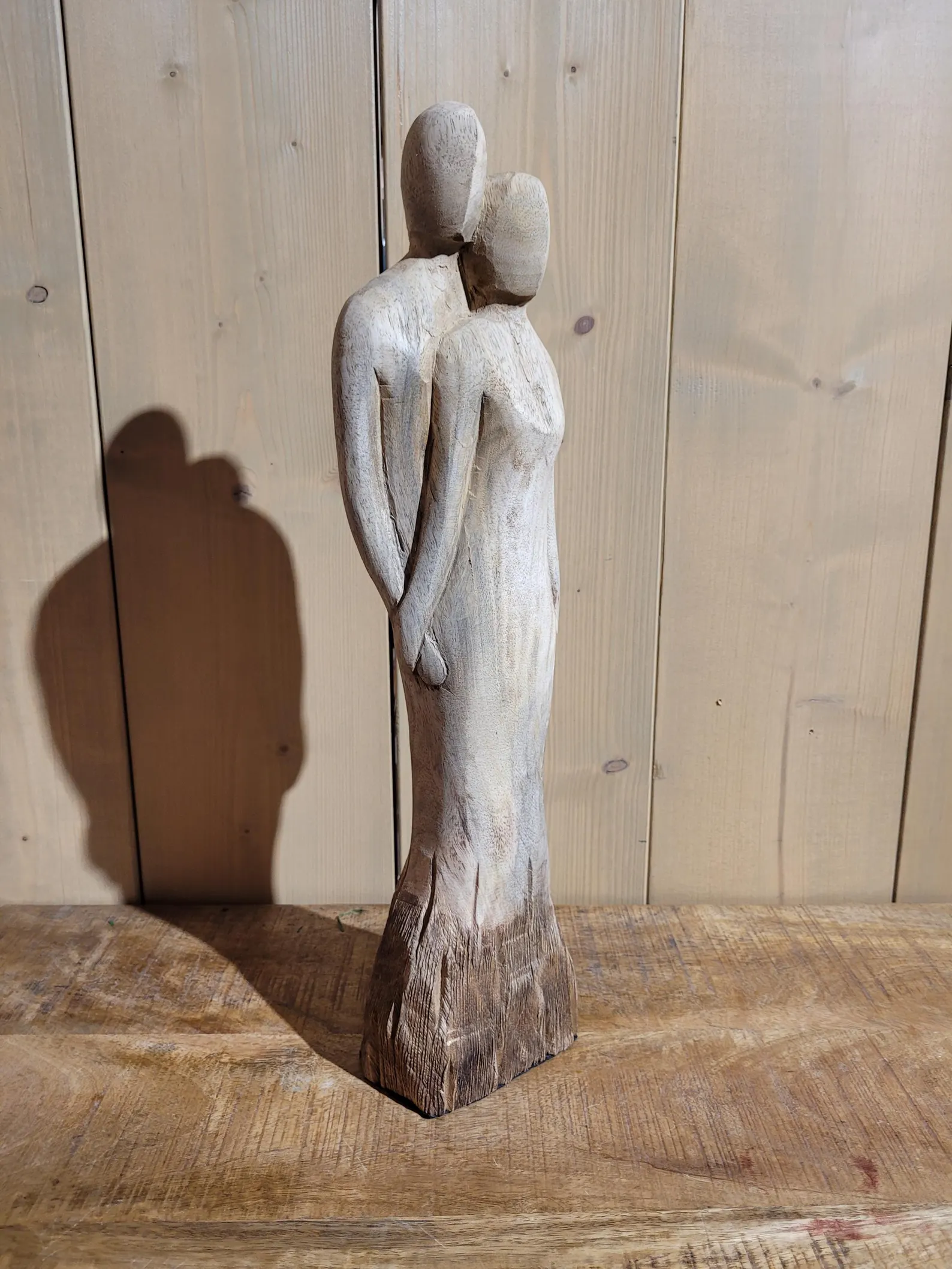 Große Holzfigur "Traumpaar" Skulptur aus Holz - Rustikal - Naturell Wohndekoration – Bild 3