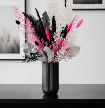 XL Trockenblumenstrauß "Dark Fashion"  Schwarz/Pink – Boho Deko - Gothic