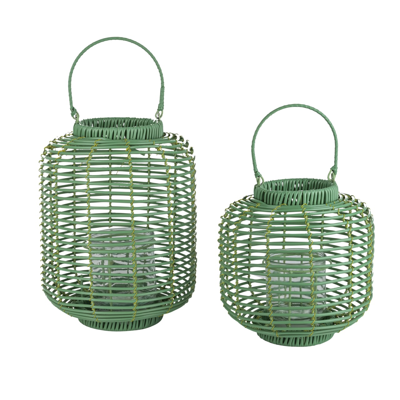 Maritime Laterne, Rattanlaterne Grün - Gartenlaterne in 2 Größen – Bild 2