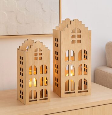 Windlichthaus aus Holz - Lichterhaus - Teelichthaus - Deko Haus Holz - Herbstdeko - 2 Größen