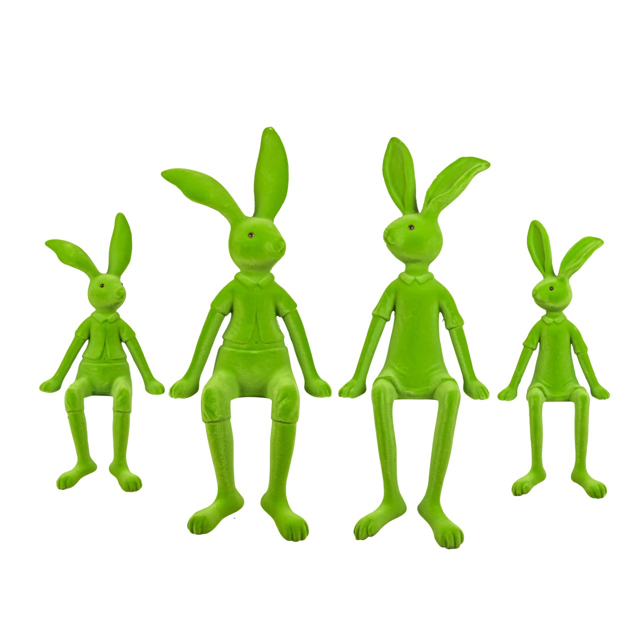 Beflockter Hase Grün, Osterhase Kantenhocker - Deko Hase Ostern, Frühlingsdeko – Bild 2