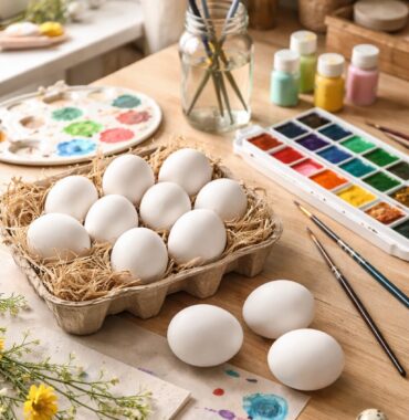 Weiße Ostereier zum Bemalen – 12er Set im Tray | DIY Osterdeko
