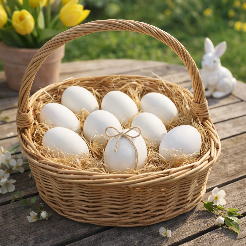 Weiße Ostereier zum Bemalen – 12er Set im Tray | DIY Osterdeko – Bild 4